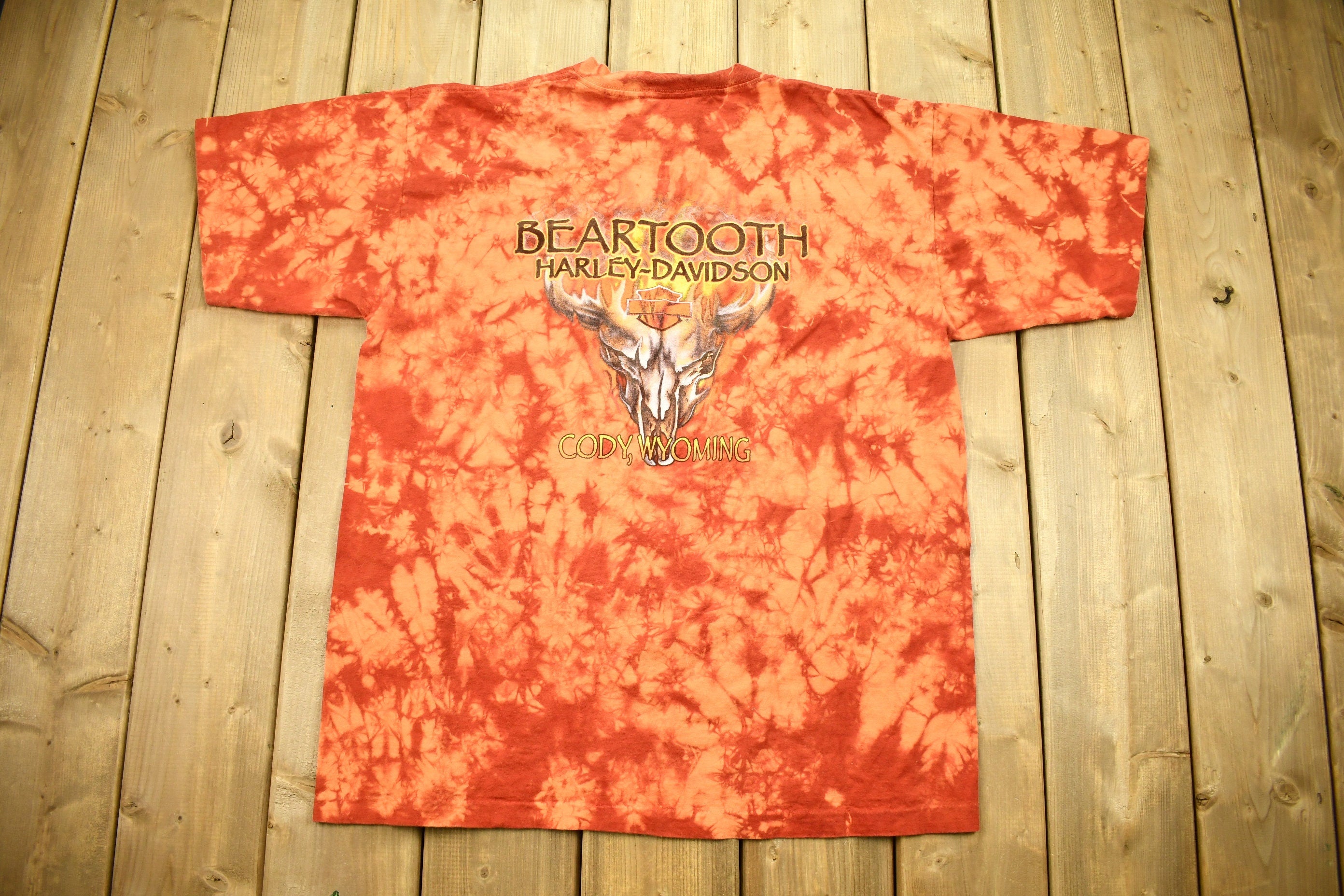 Vintage 1990s Harley Davidson Motorcycles Bear Tooth Cody Wyoming T-Shirt