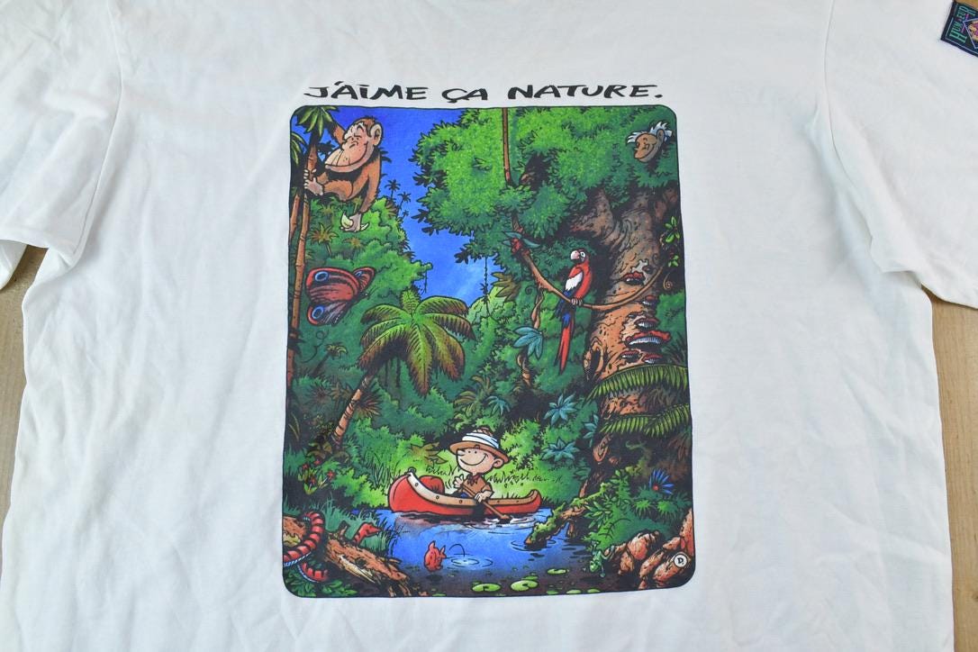 Vintage 1990s Jaime Ca Nature French Jungle Souvenir T-Shirt  Vintage Streetwear  Vacation Tee  Travel T Shirt