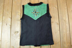 Vintage 1990s Bob Mackie Leather Knit Zip Up Vest