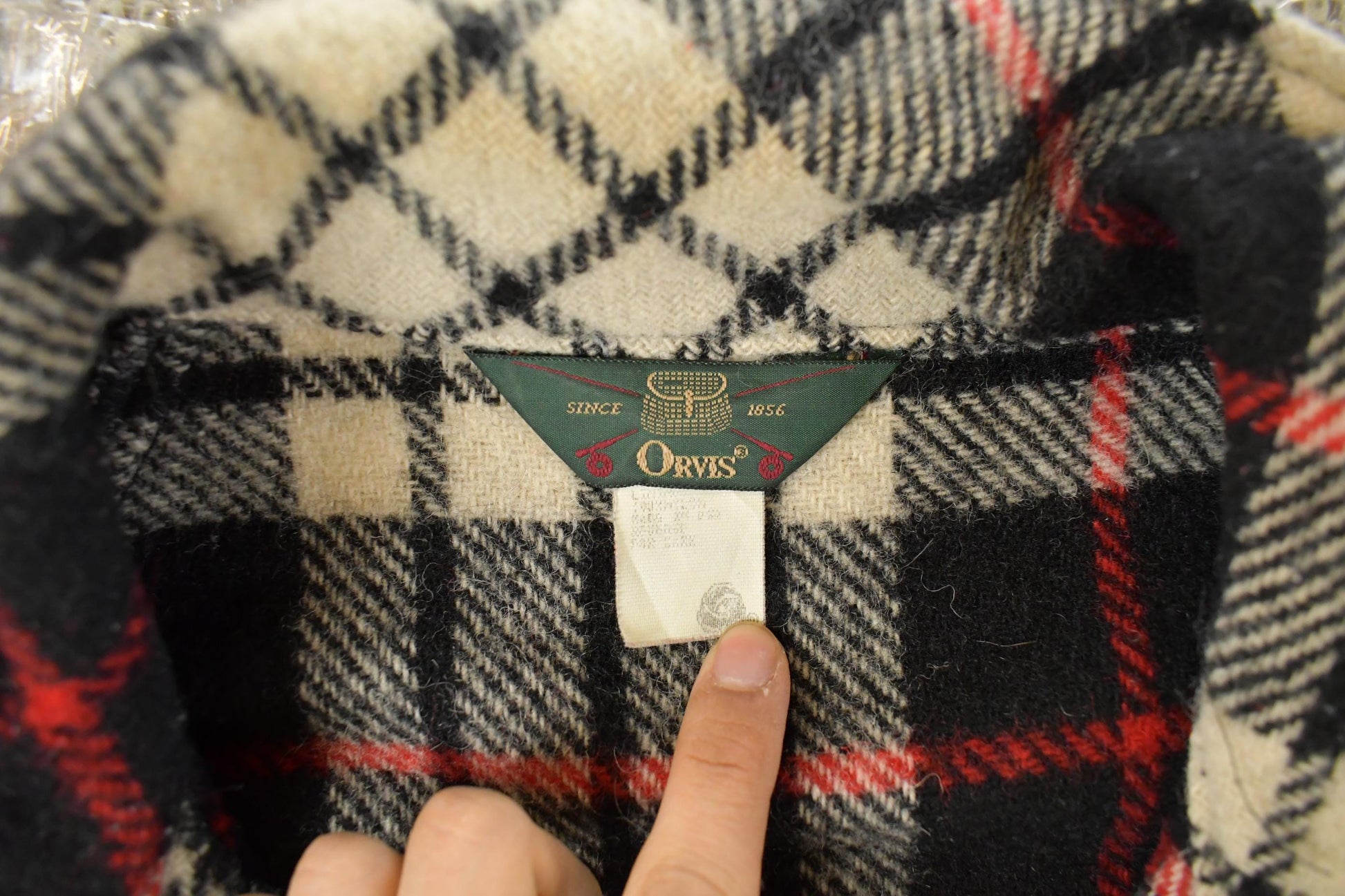 Vintage 1980s Orvis Wool Tartan Plaid Quarter Zip Pullover Jacket Men's Large / 80s True Vintage / Wool Jacket / Checkered Outdoors