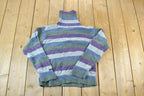 Vintage 1990s Columbia Knit Striped Turtleneck Sweater