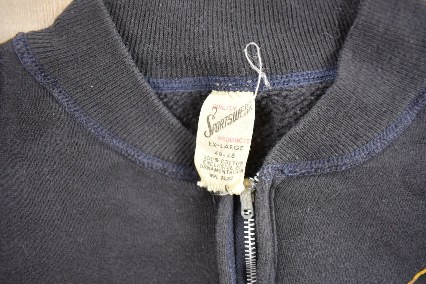 Vintage 1950s The saints Short Sleeve Quarter Zip Sweater / Langley Secondary School / Sportswear / Americana / Made In USA