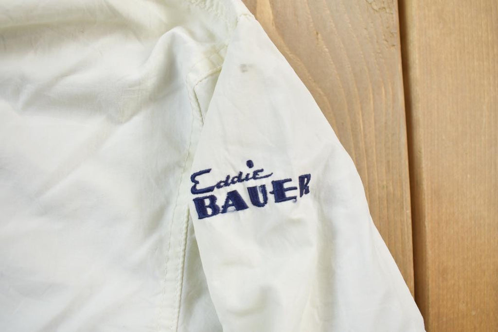 Vintage 1990s Eddie Bauer Windbreaker Jacket  Made In USA  Solid White Windbreaker  Streetwear  Athleisure  Outerwear  Zip Up
