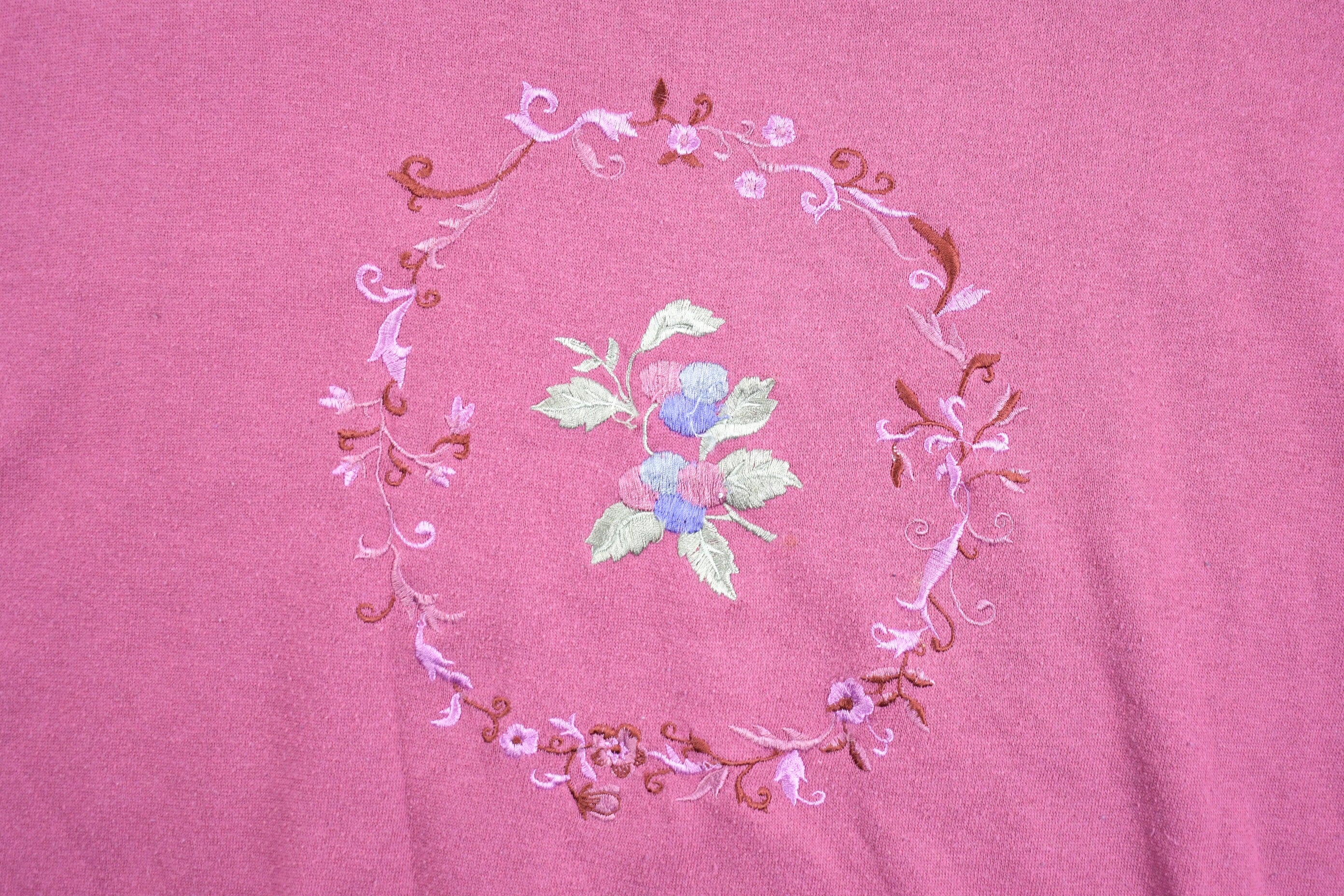 Vintage 1990s Cute Floral Mock Neck Crewneck Sweatshirt