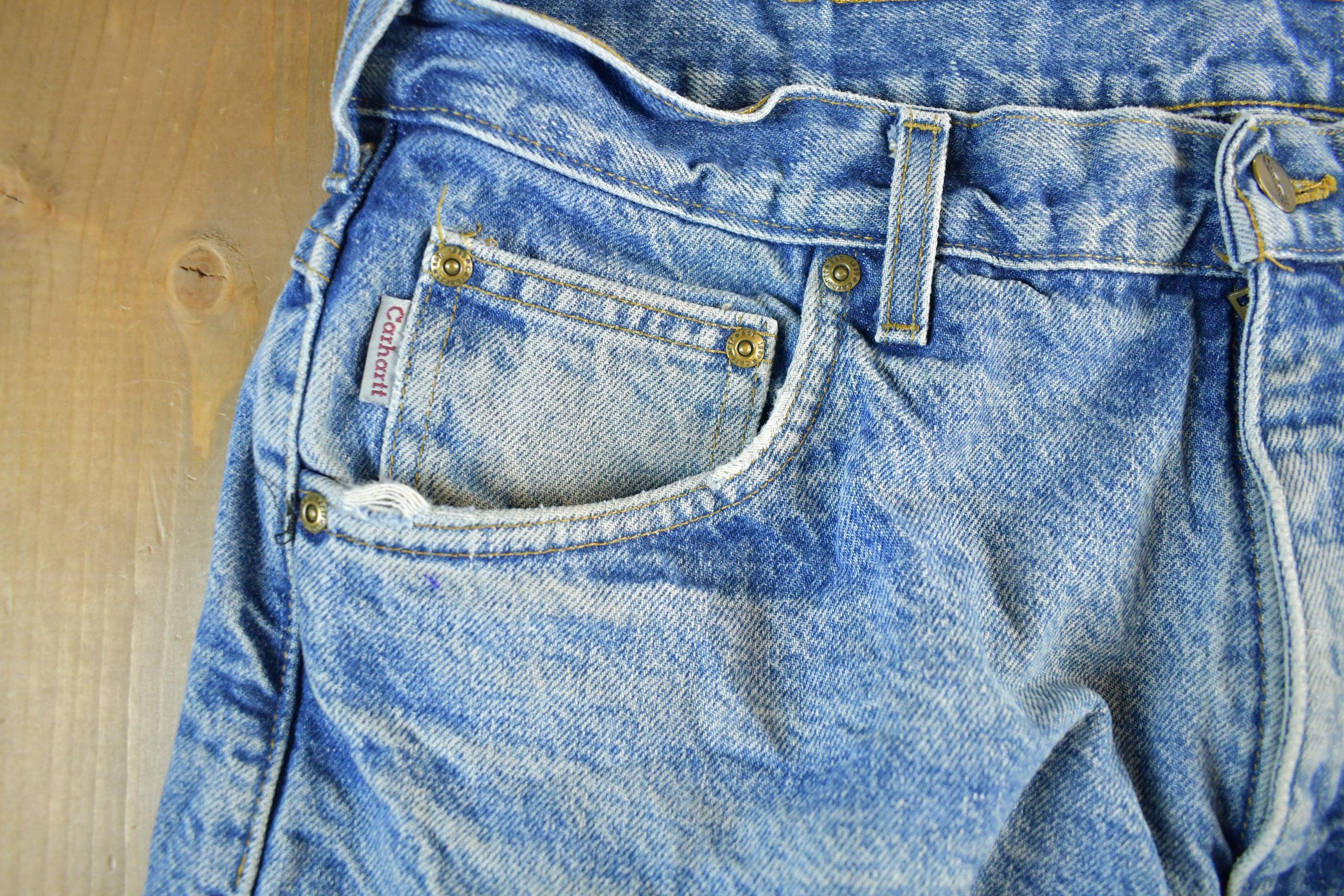Vintage 1990s Carhartt Flannel Lined Denim Work Jeans Adult 36 x 30
