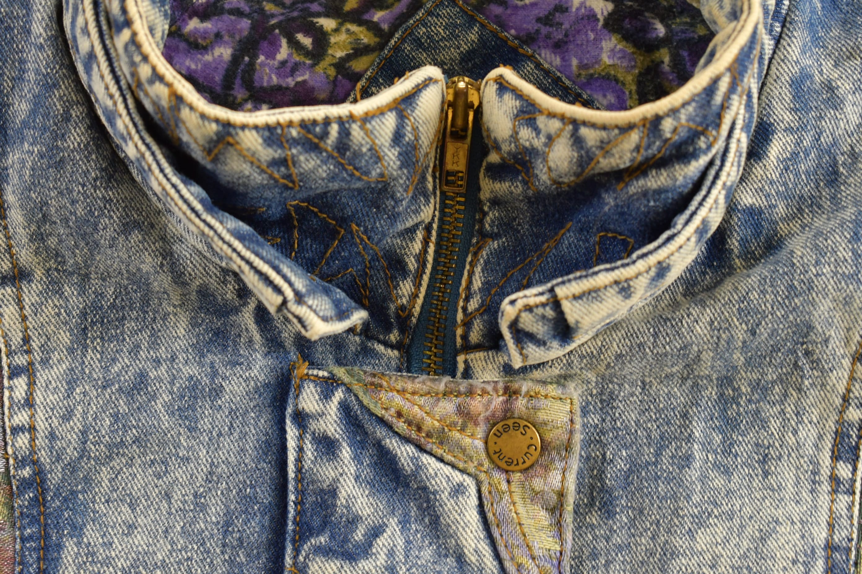 Vintage 1990s Acid Wash Denim Jean Jacket Vest