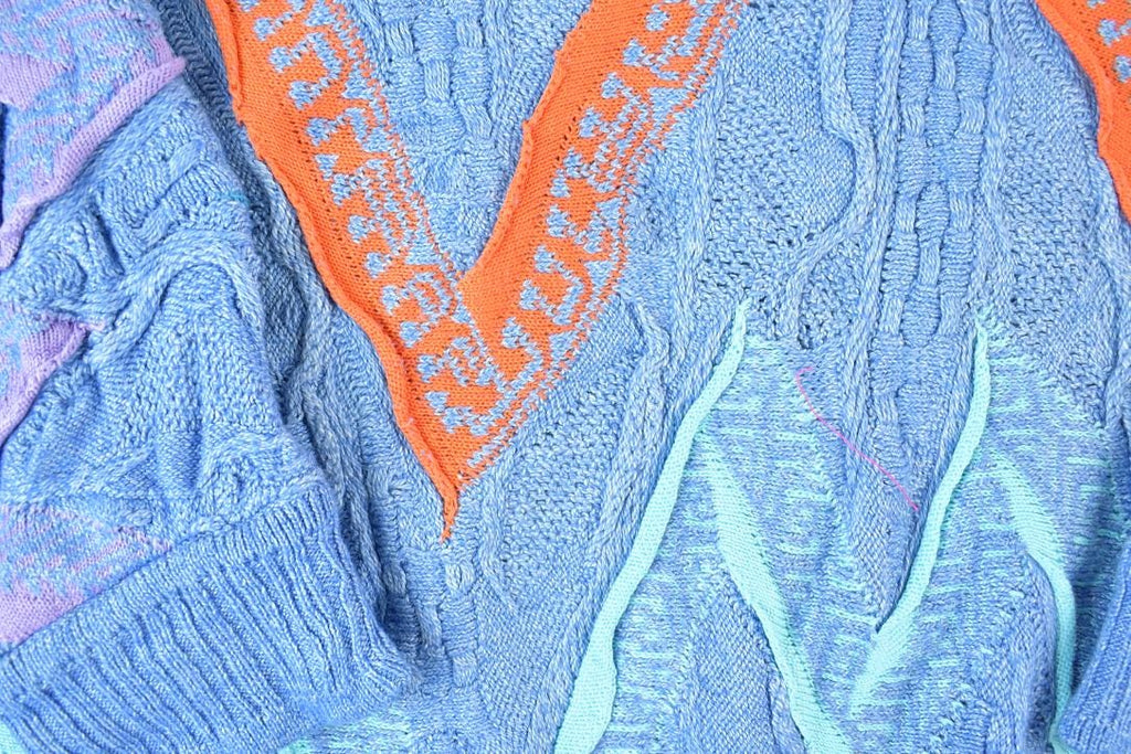 Vintage 1990s Coogi Cuggi 100% Cotton Abstract Pattern Crewneck Sweater Made In Australia 3D knit