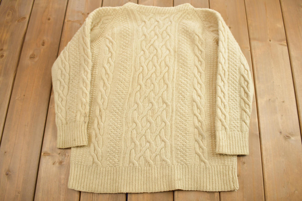 Vintage 1980s Golden Cable Knit Crewneck Sweater