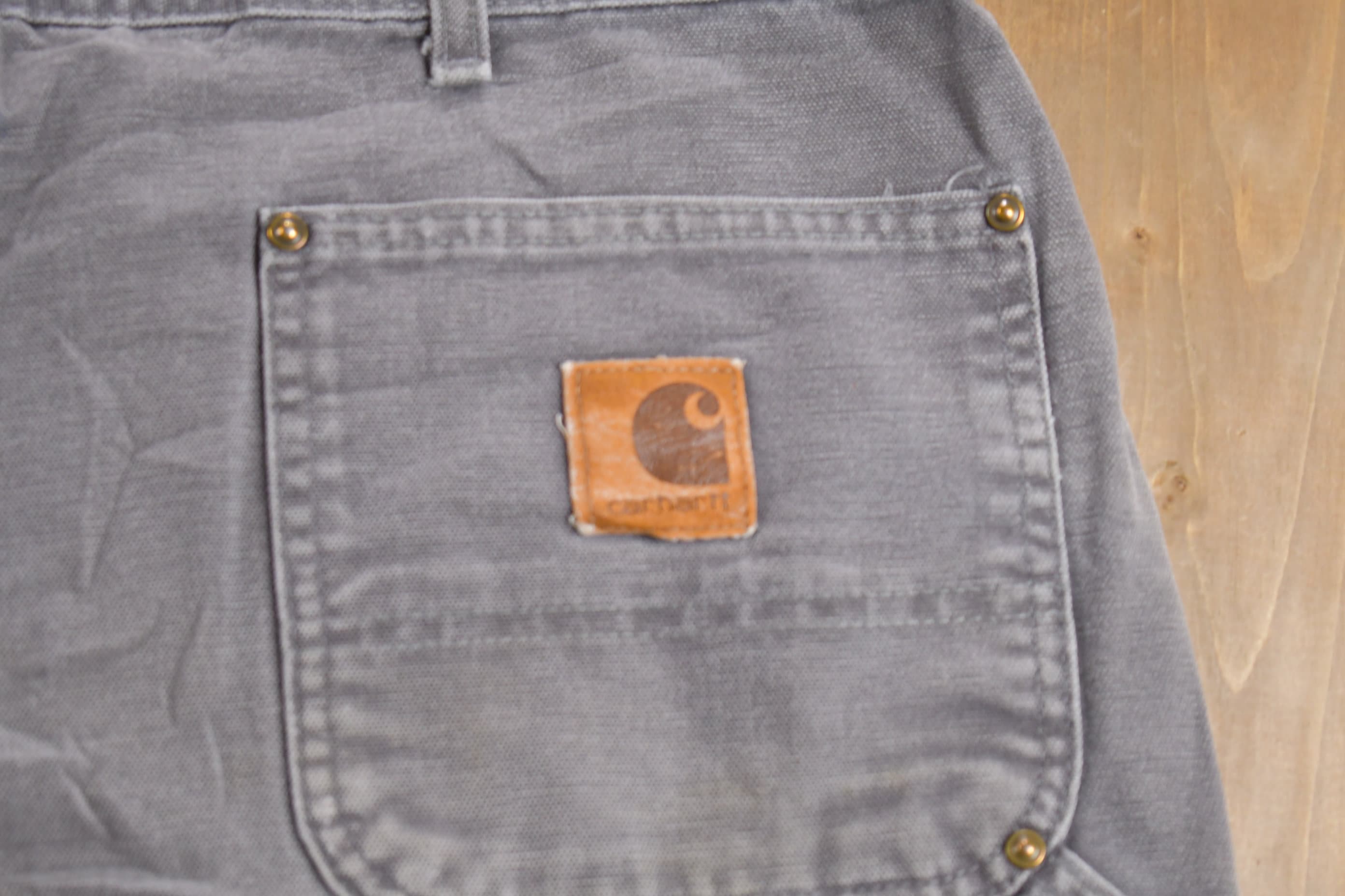 Vintage 1990s Carhartt Grey Double Knee Work Pants Size 38 x 28.5