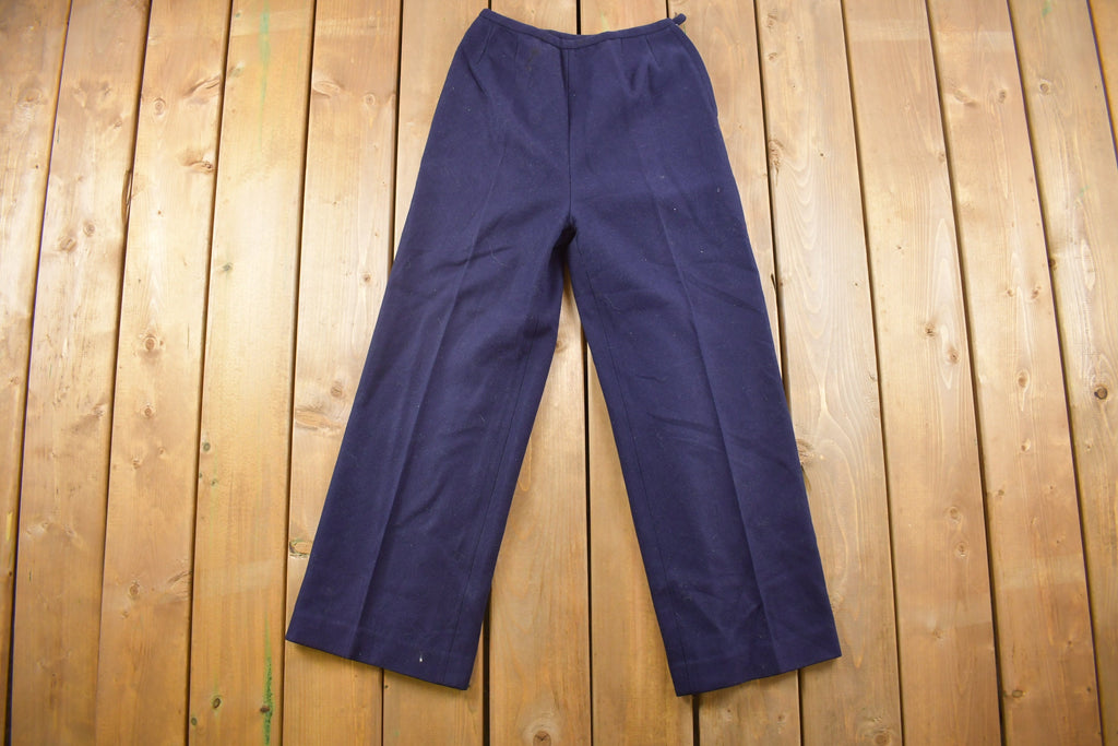 Vintage 1980s Wool Navy Blue Trousers Size 24 x 27