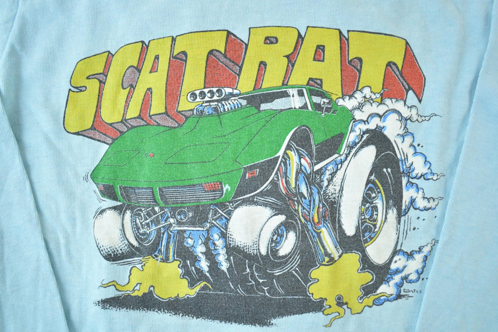 Vintage 1970s Scat Rat Souvenir Cartoon Muscle Car T-Shirt Mens XXS
