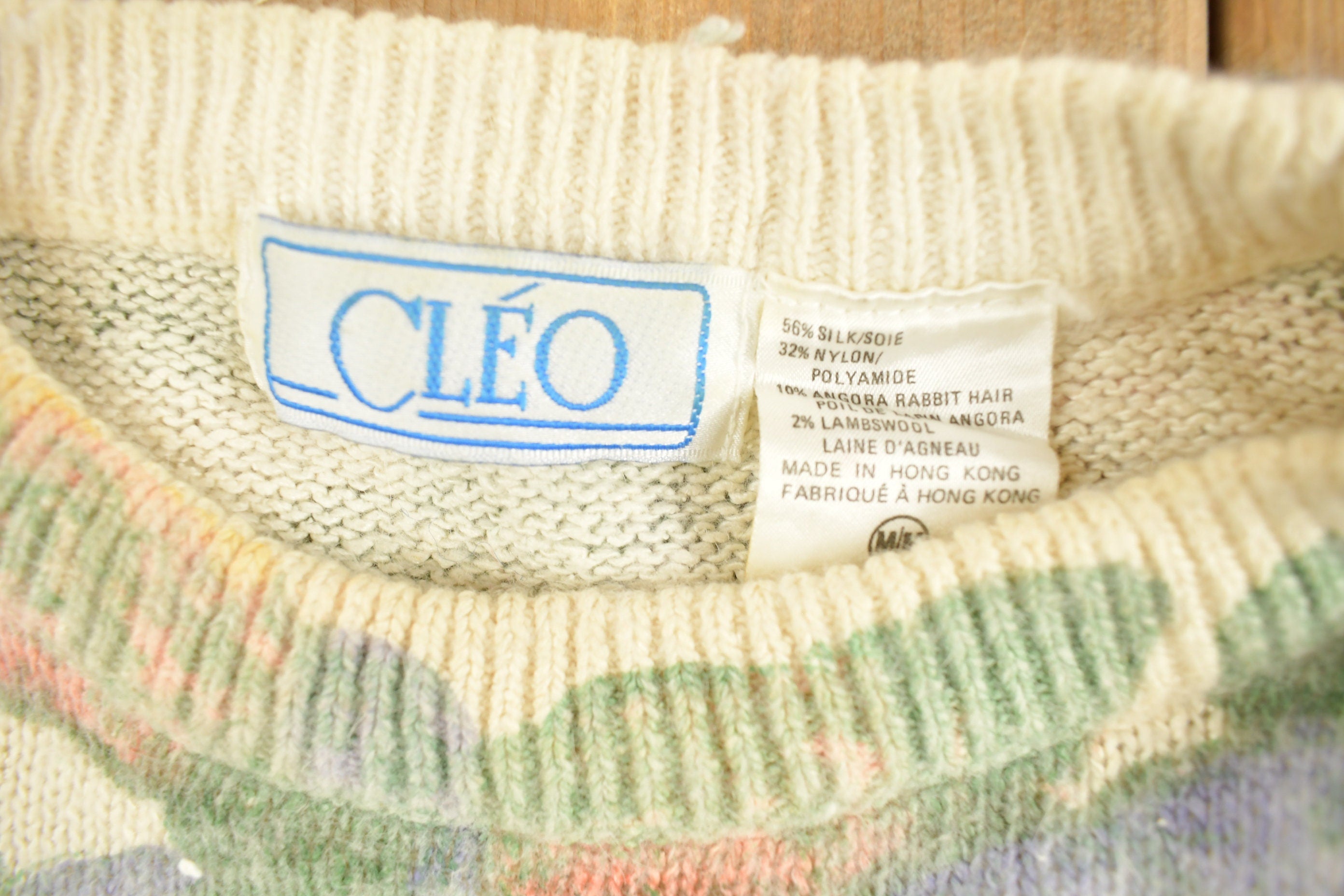 Vintage 1990s Cleo Floral Knit Crewneck Sweater