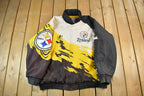 Vintage 1990s Pittsburgh Steelers NFL Pro Line Logo Athletic Paint Splash Puffer Jacket