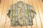 Vintage 1990s Longleaf Realtree Camo Fleece Full Zip Sweater Men's XL / Geometric Abstract Pattern / 90s Pullover Sweatshirt / Hiking