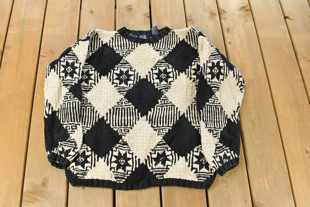 Vintage 1990s Gap Pattern Hand Knit Sweater Women's S