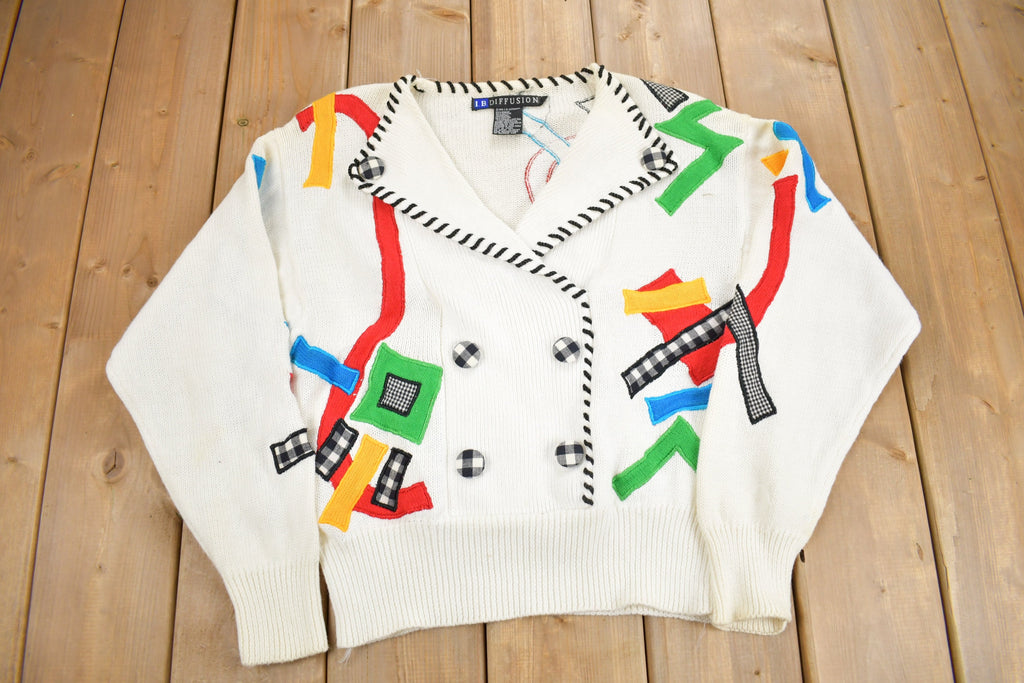 Vintage 1992 I.B. Diffusion Abstract Knitted Sweater Vintage 90s Crewneck