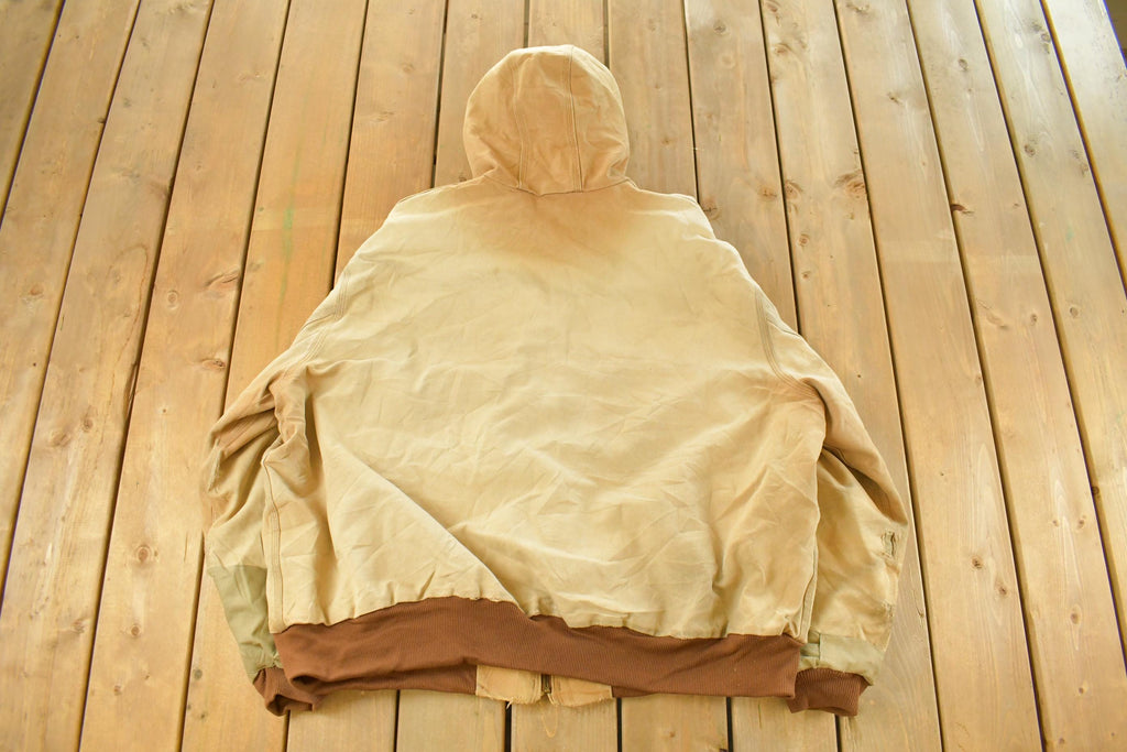 Vintage 1990s Carhartt Distressed Sun Faded Hooded Work Jacket Men's 2XL
