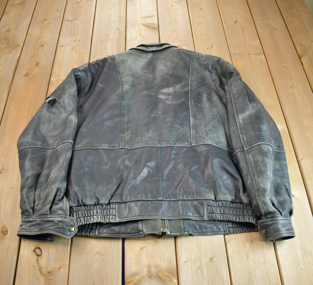 Vintage 1980s Baron New York Distressed Genuine Leather Jacket Made In USA