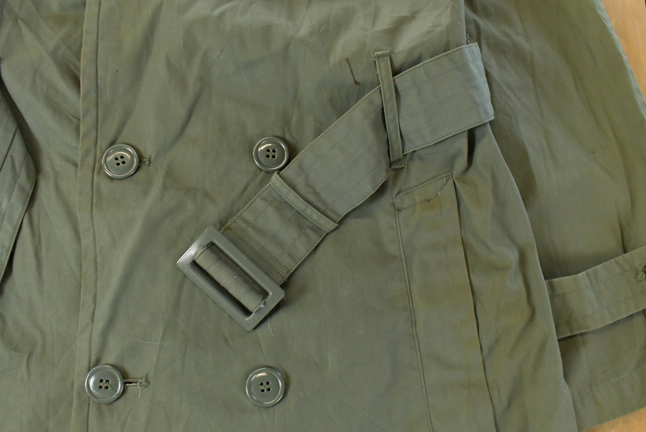Vintage 1970s Military Overcoat Trench Jacket Men's XS