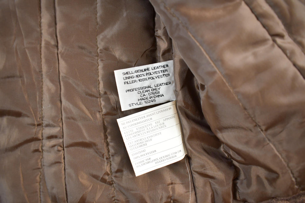 Vintage 1990s Cherry Leather Fur Trim Penny Lane Coat Women's Small