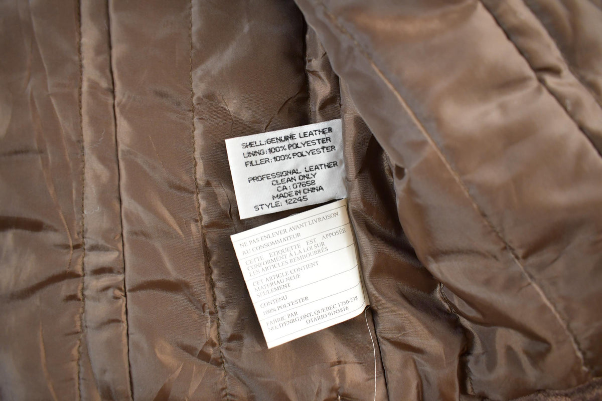 Vintage 1990s Cherry Leather Fur Trim Penny Lane Coat Women's Small