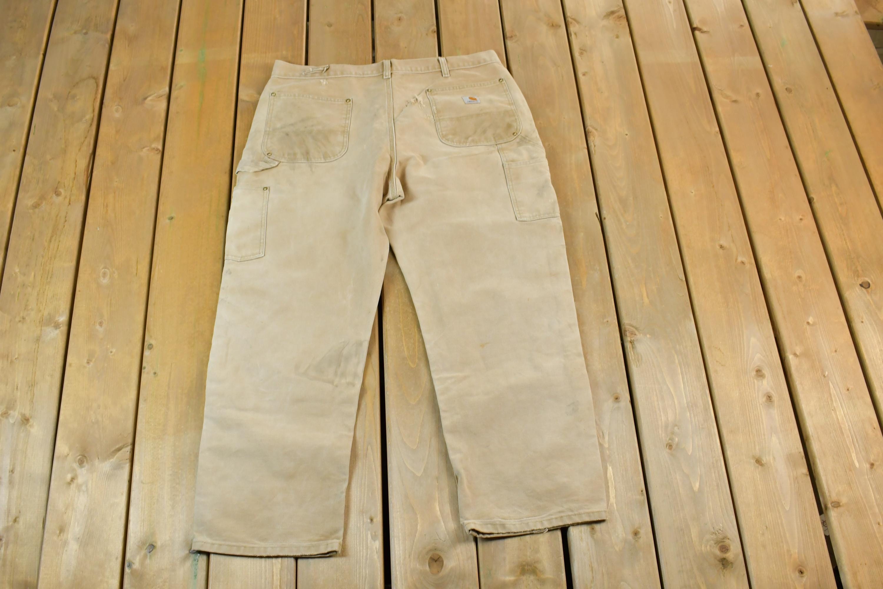 Vintage 1980s Tan Carhartt Double Knee Work Pants Size 40x26
