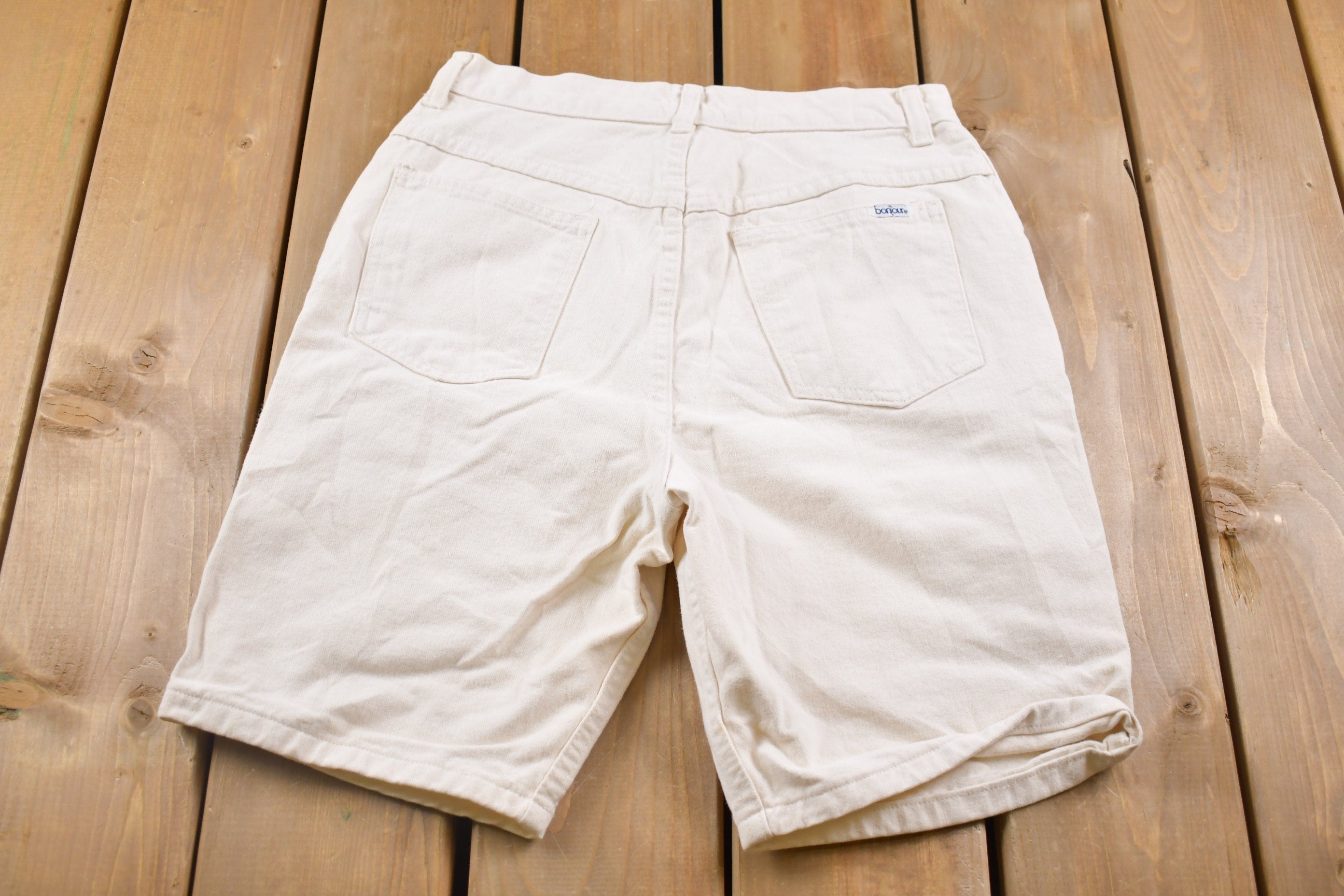 Vintage 1990s Bonjour White Jean Shorts 28 x 9