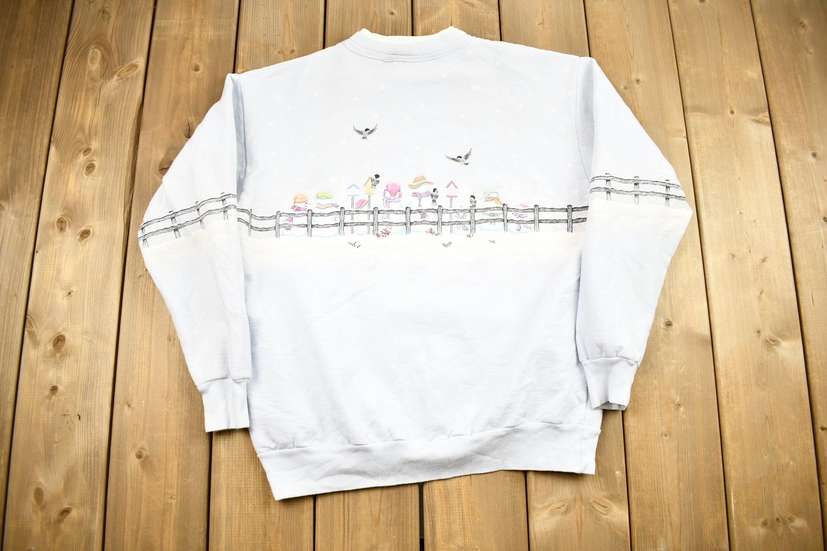 Vintage 1990s Morning Sun Cute Snowman Theme Crewneck Sweater