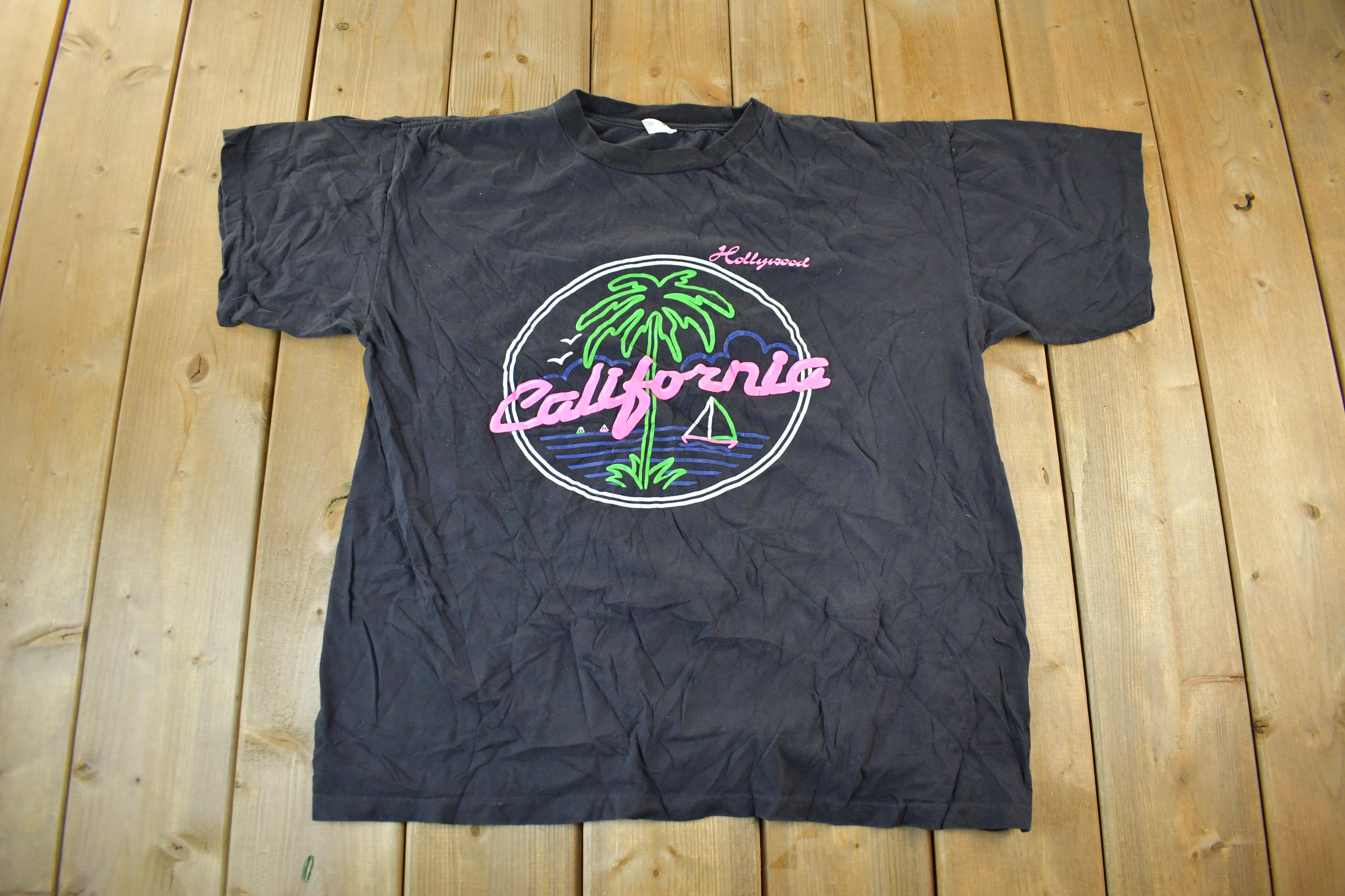 Vintage 1990s Hollywood California Souvenir Travel T Shirt Men's XL