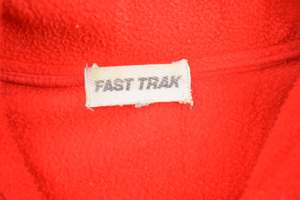 Vintage 1980s Fast Trak Red Quarter Zip Pullover Fleece Sweater