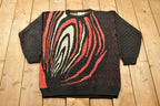Vintage 1990s New Yorker Abstract Pattern Knitted Crewneck Sweater