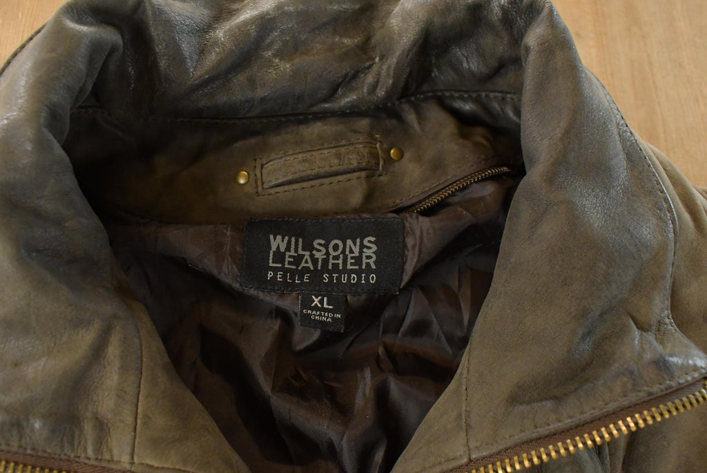 Vintage 1990s Wilsons Leather Biker Jacket Men's XL