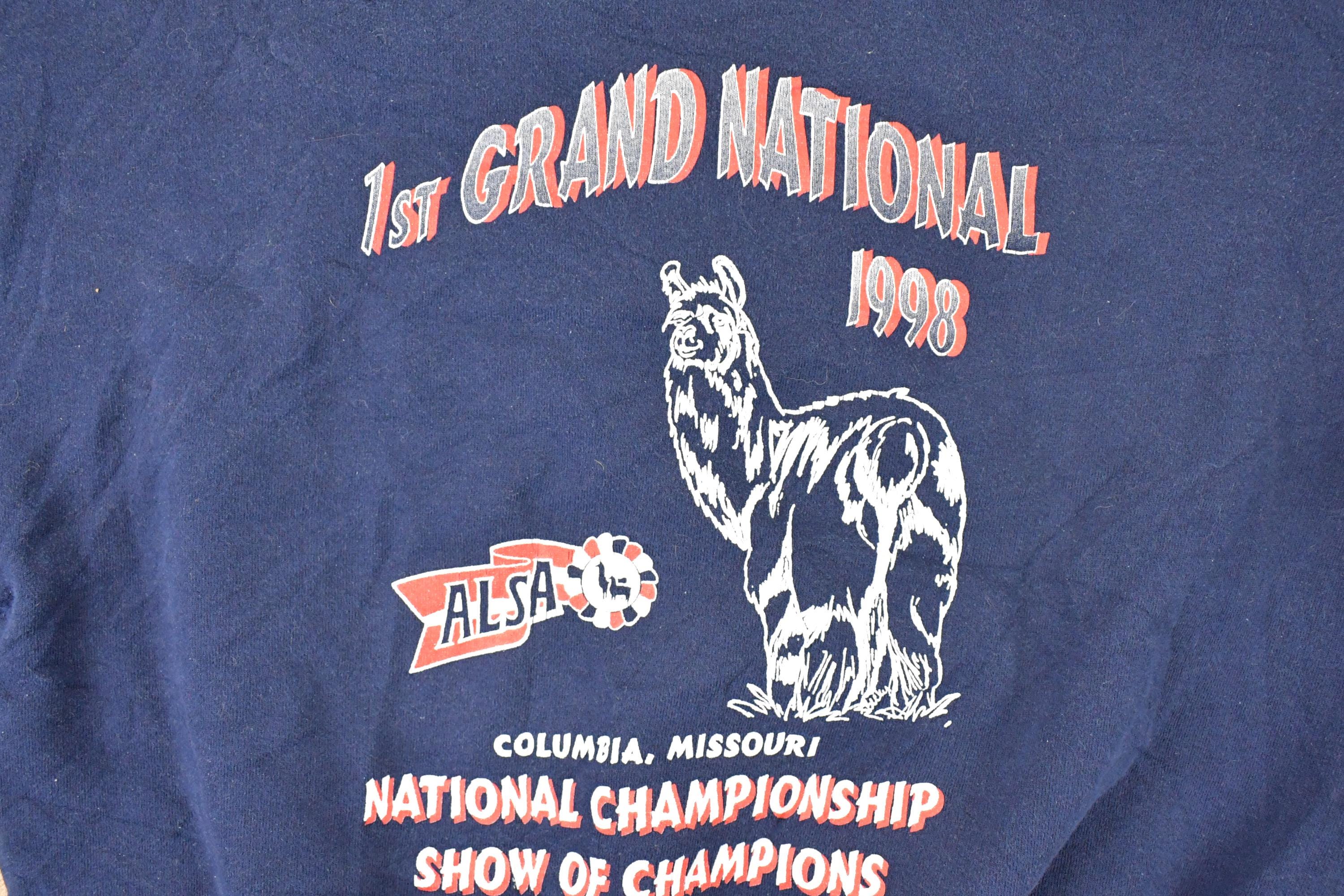 Vintage 1998 First Grand National Alsa LLama Graphic Print Crewneck Sweatshirt Mens L