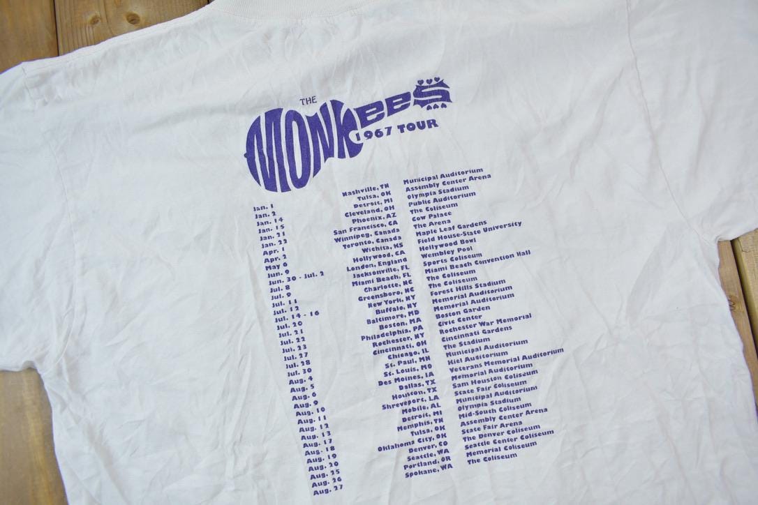 Vintage 1995 The Monkees 1967 TourGraphic Band Tee