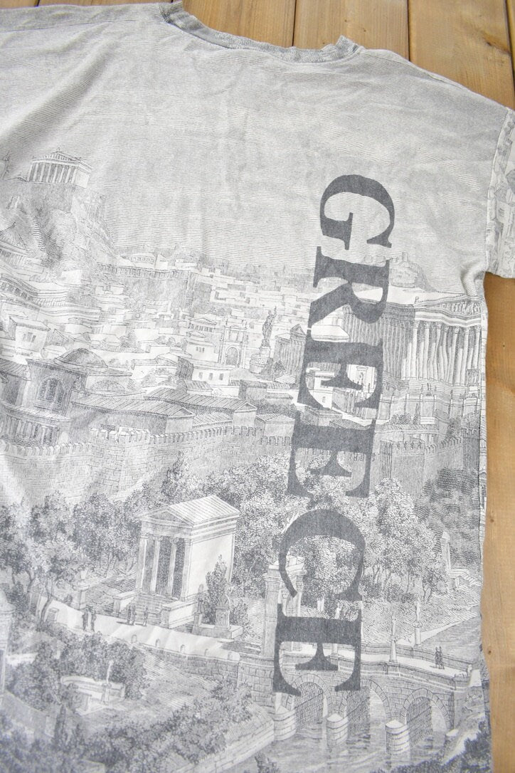 Vintage 1990s Greece All Over Print Souvenir Travel T Shirt Made In USA