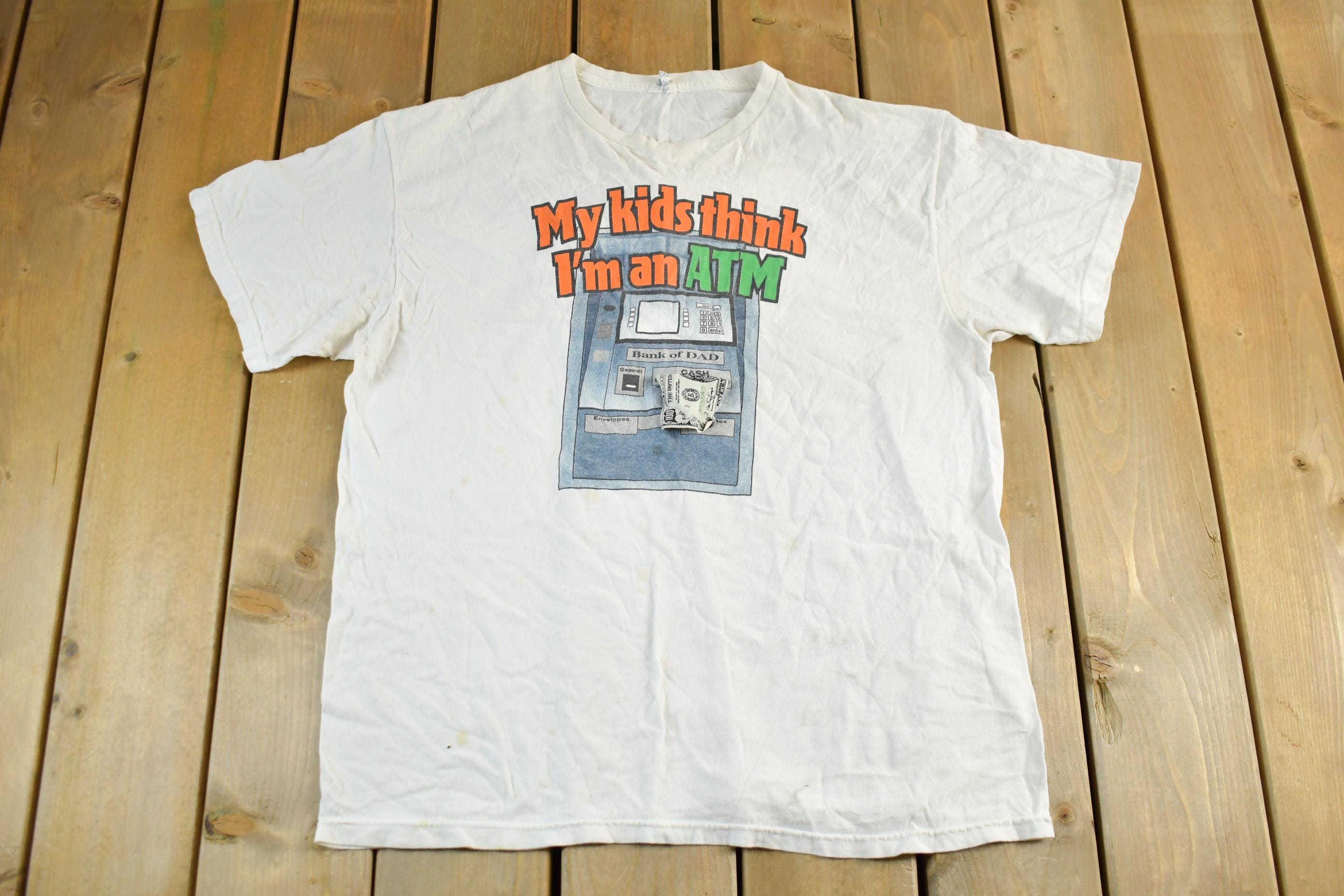 Vintage 2000s Kids Think I'n An ATM Grandparents Theme Graphic T Shirt Men's XL
