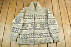 Vintage 1970s 1980s Hand-Knit Cowichan Sweater Adult Medium