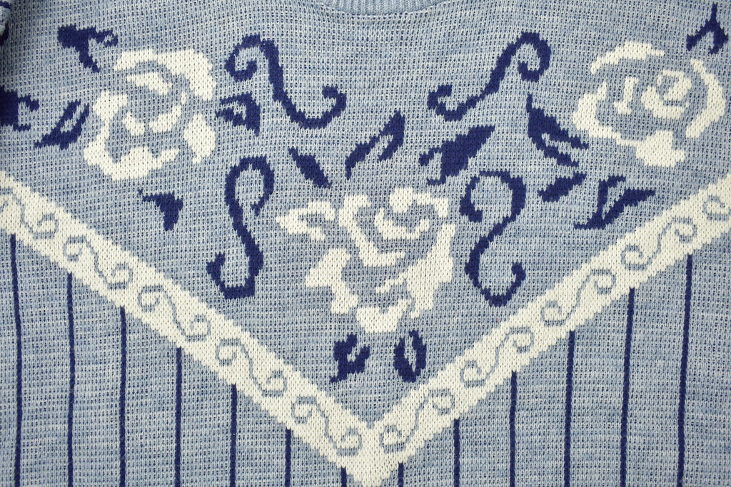 Vintage 1990s Village Fair Floral Theme Knit Mockneck Sweatshirt