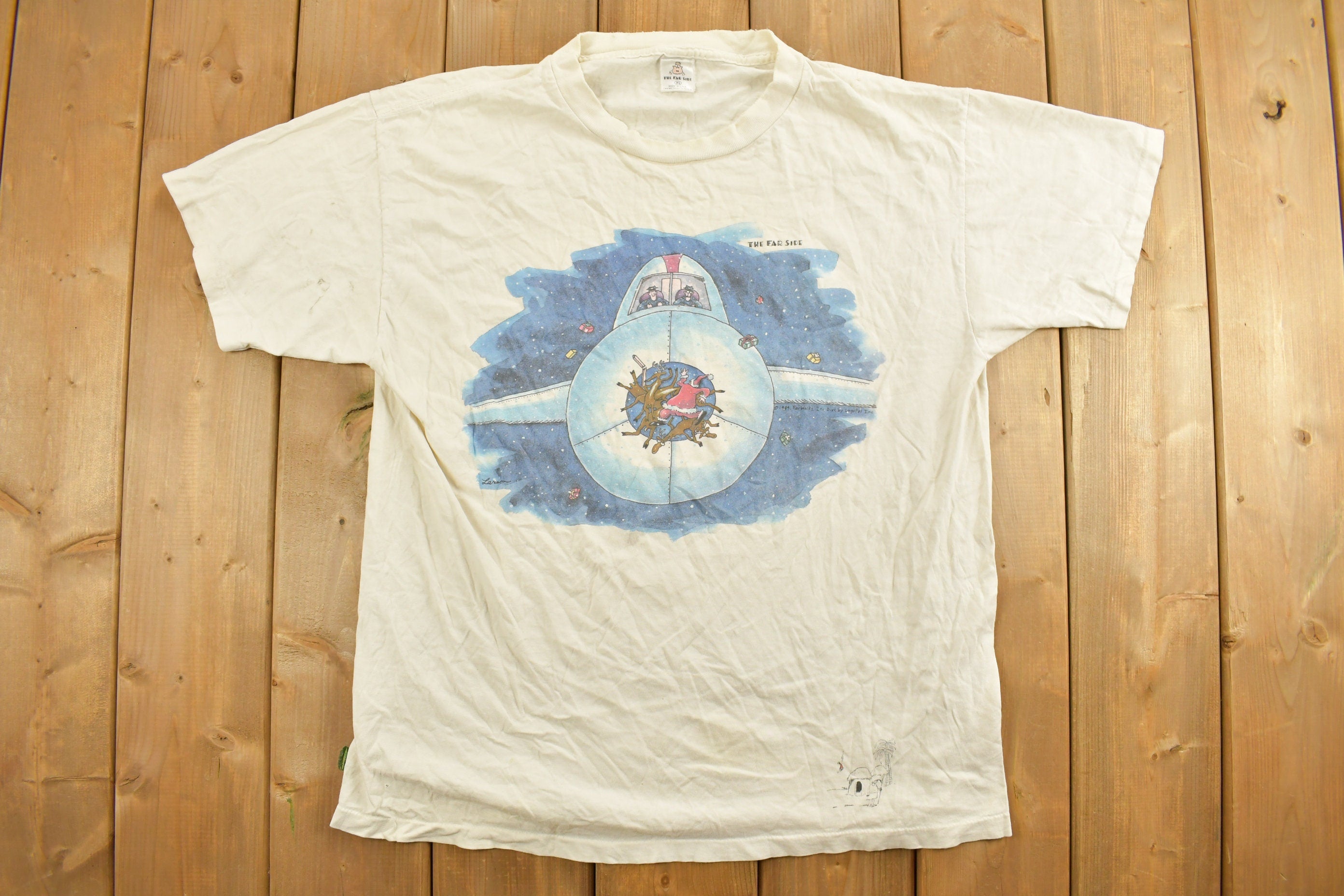 Vintage 1989 The Far Side Christmas Graphic T-Shirt