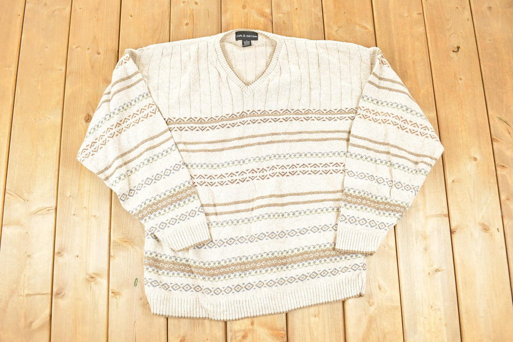 Vintage 1990s Croft And Barrow Striped Knit Crewneck Sweater Men's L