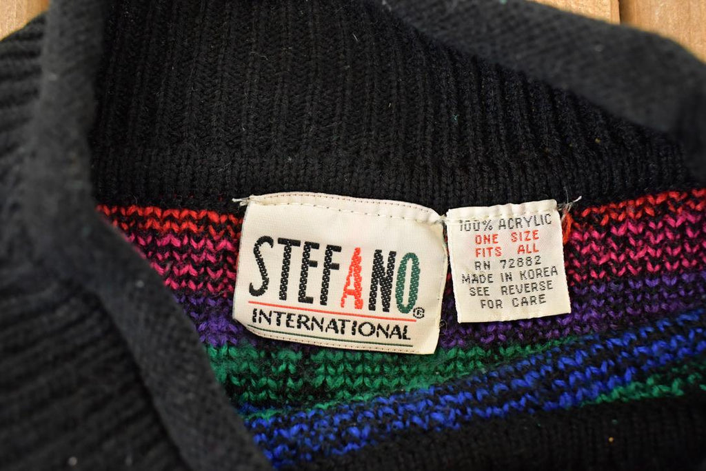 Vintage 1990s Stefano International AOP Rainbow Hearts Knit Crewneck Sweater Womens XL