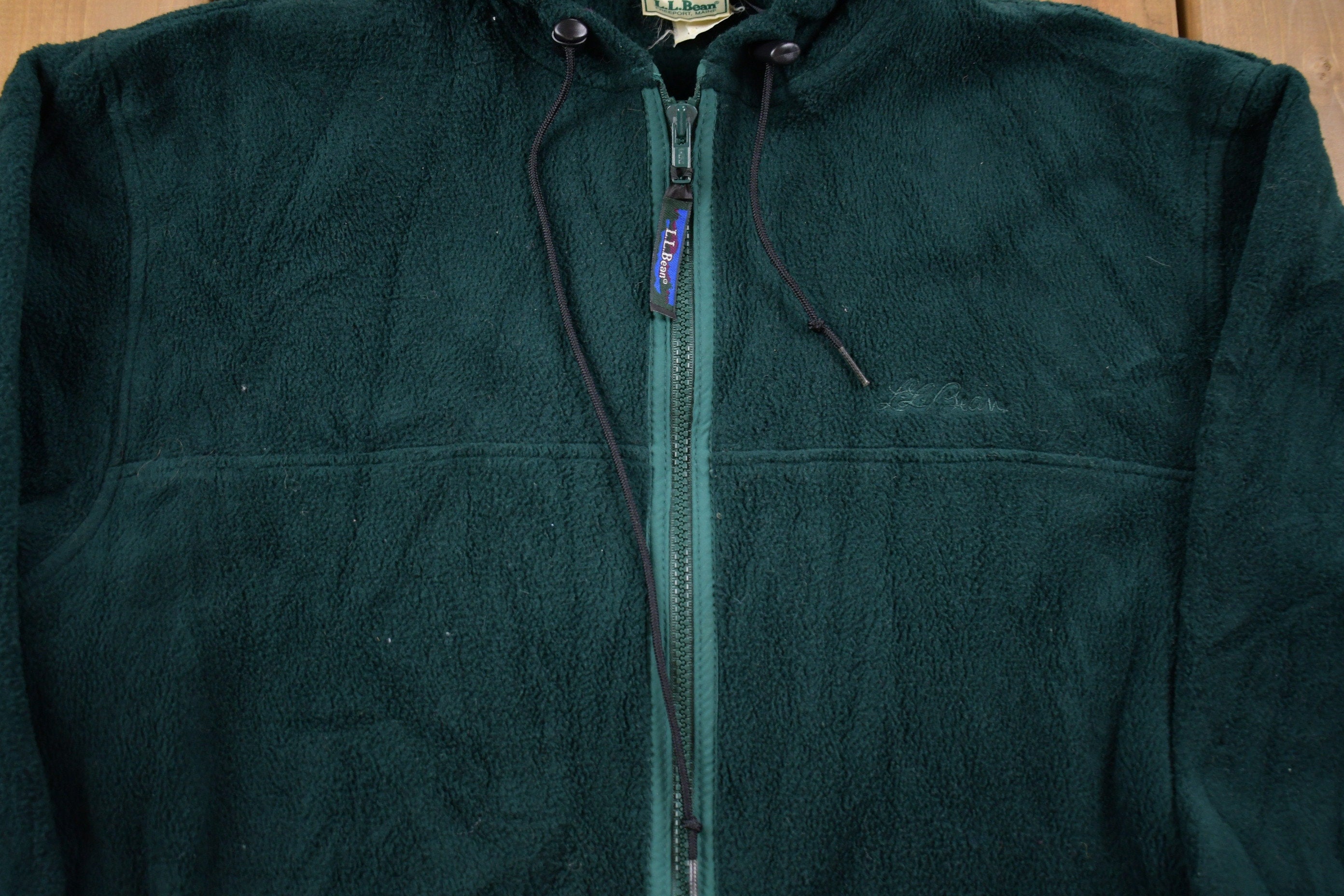 Vintage 1980s LL Bean Full Zip Hooded Fleece Sweater