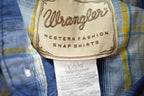 Vintage Y2k Wrangler Western Fashion Snap Shirts South Western Style Button Up Plaid Shirt