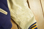 Vintage 1970s Wool Letterman Jacket: Leather Sleeves, Size 42