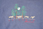 Vintage 1990s Up North Minnesota Embroidered Wolfpack Double Collar Crewneck Sweatshirt Mens L