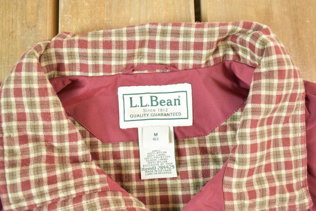 Vintage 1990s LL Bean Plaid Lined Golfing Outdoors Windbreaker Jacket
