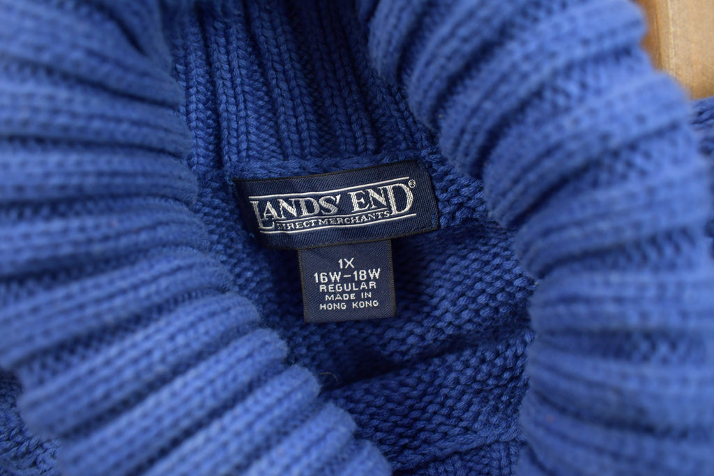 Vintage 1990s Lands End Winter Theme Turtleneck Sweater