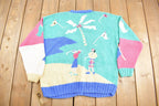 Vintage 1990s Golf Theme Knitted Cardigan Sweater