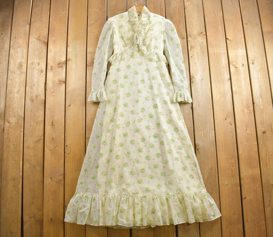 Vintage 1950s Lorrie Deb Dress / Sheer Dress / True Vintage / Floral / Cottage Core / Lace Dress / Ruffle Collar / Bohemian