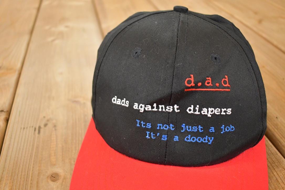 Vintage 1990s Dads Against Diapers Funny Snapback Hat /